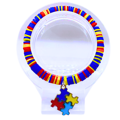 Autism Awareness Single Beaded Bracelet in Multi (#4)
